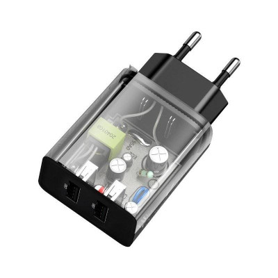 Мережевий зарядний пристрій Baseus Speed Mini Dual U Charger (2USB) 10.5W Black (CCFS-R01)