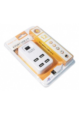 Концентратор USB 2.0 Voltronic YT-HWS4-W/08646, 4хUSB2.0, White