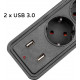 Мережевий фільтр XoKo (XK-SP-5-2) 5 розеток, 2 USB, 1.8 м, Black