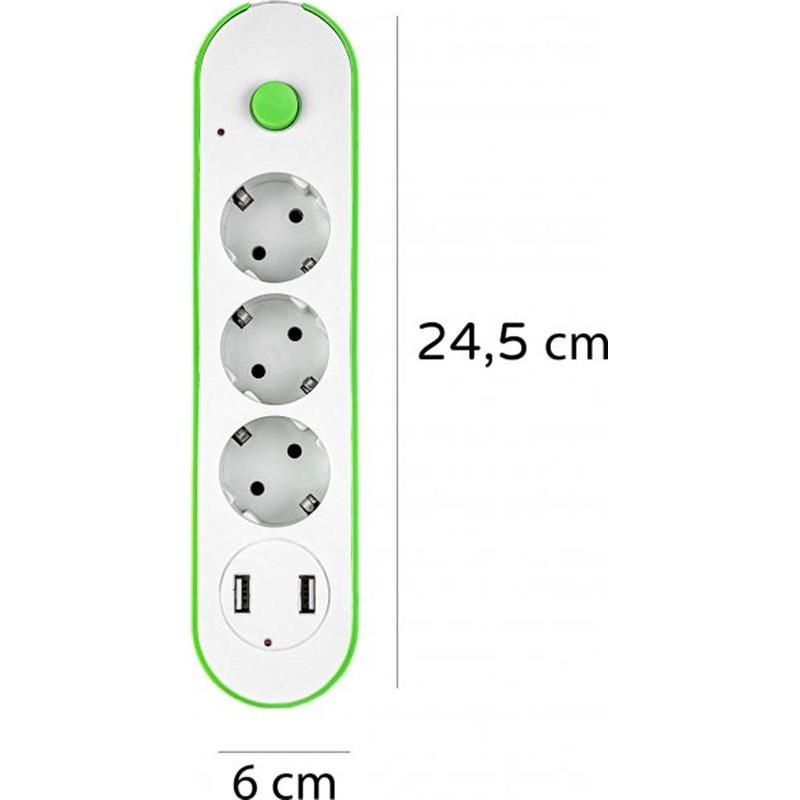 Мережевий фільтр XoKo (XK-SP-3-2) 3 розетки, 2 USB, 1.8 м, White