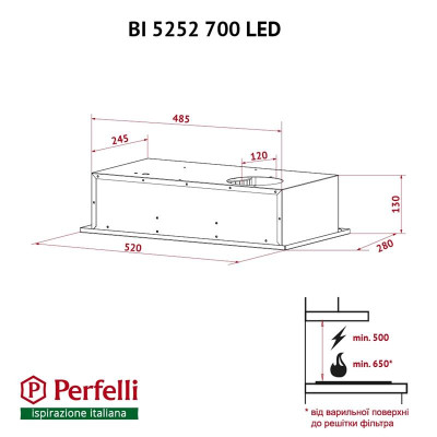 Витяжка Perfelli BI 5252 BL 700 LED