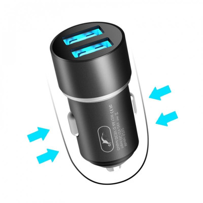 Автомобільний зарядний пристрій SkyDolphin SZ02 Aluminium (2USB, 2.4A) Black (AZP-000074) Автомобільний зарядний пристрій SkyDolphin SZ02 Aluminium (2USB, 2.4A) Black (AZP-000074)