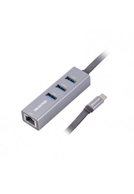 Концентратор USB Type-C Maxxter 4хUSB3.0, RJ-45 Grey (NECH-3P-02)