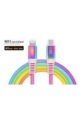 Кабель REAL-EL USB Type-C - Lightning (M/M), 1 м, Rainbow (EL123500054)