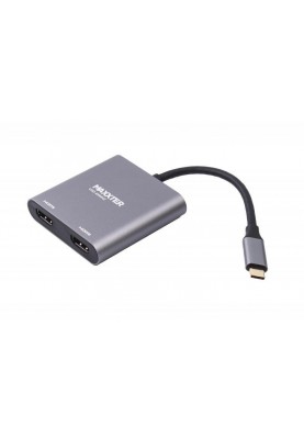 Адаптер-перехідник Maxxter 2хHDMI - USB Type-C V 2.0 (F/M), 0.1 м, Grey (V-CM-2HDMI)