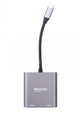 Адаптер-перехідник Maxxter 2хHDMI - USB Type-C V 2.0 (F/M), 0.1 м, Grey (V-CM-2HDMI)