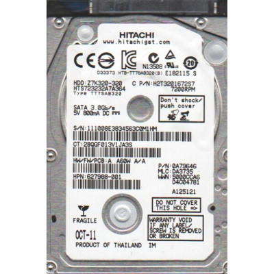 Накопичувач HDD 2.5" SATA  320GB Hitachi (HGST) Travelstar Z7K320 7200rpm 16MB (HTS723232A7A364) Ref