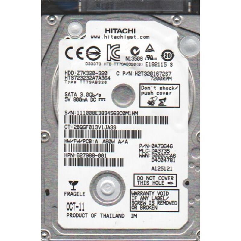 Накопичувач HDD 2.5" SATA  320GB Hitachi (HGST) Travelstar Z7K320 7200rpm 16MB (HTS723232A7A364) Ref