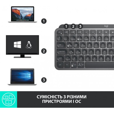 Клавіатура бездротова Logitech MX Keys Mini Wireless Illuminated (920-010501) Graphite Bluetooth