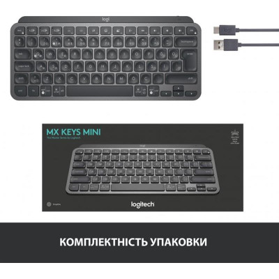 Клавіатура бездротова Logitech MX Keys Mini Wireless Illuminated (920-010501) Graphite Bluetooth