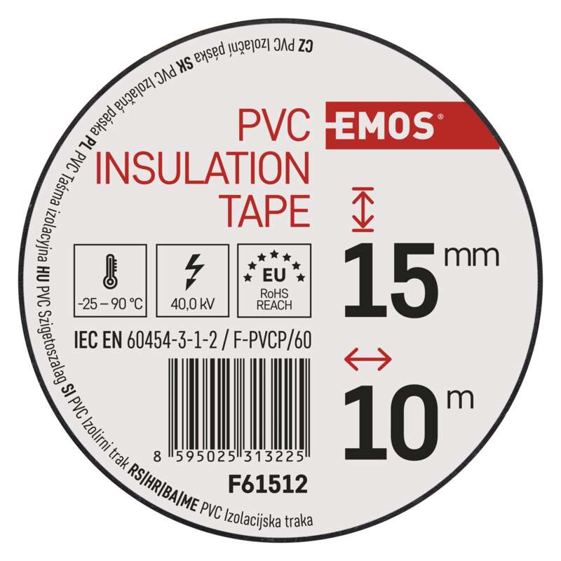 Лента изоляционная EMOS ПВХ 15мм/10м черная (F61512)