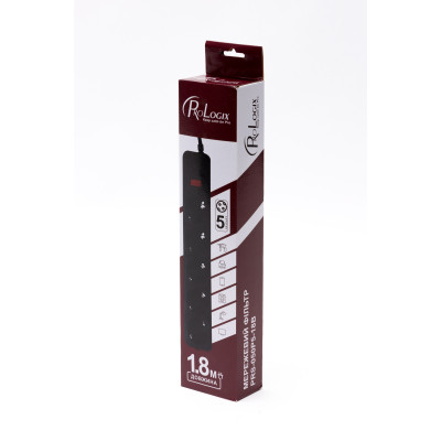 Фільтр живлення ProLogix (PRS-050P5-18B) 5 розеток, 1.8 м, чорний