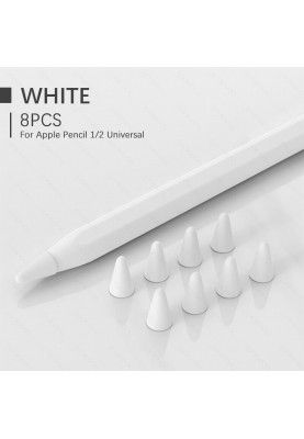 Чохол TPU Goojodoq для наконечника стілус Apple Pencil (1-2 покоління) (8шт) White (1005001835985075WT)