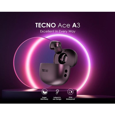 Bluetooth-гарнітура Tecno Ace A3 Black (4895180761164) Bluetooth-гарнітура Tecno Ace A3 Black (4895180761164)