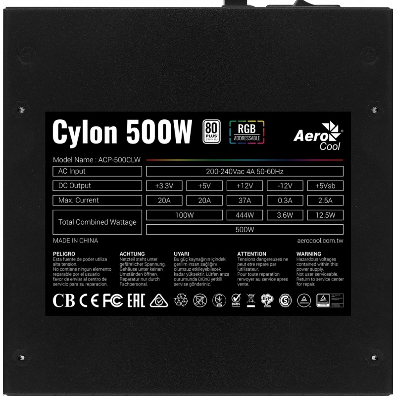 Блок живлення AeroCool Cylon 500 (ACPW-CL50AEC.11) 500W