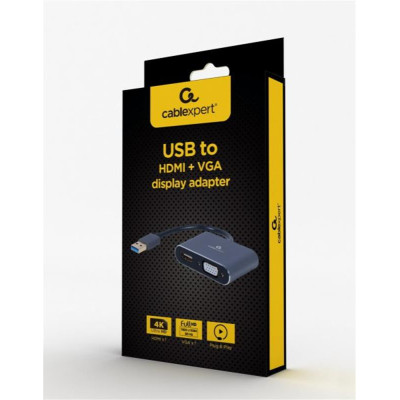 Адаптер Cablexpert HDMI+VGA - USB (F/M), 0.15 м, Black (A-USB3-HDMIVGA-01)