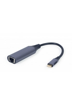 Адаптер Cablexpert USB Type-C - RJ-45 (M/F), 0.15 м, Black (A-USB3C-LAN-01)