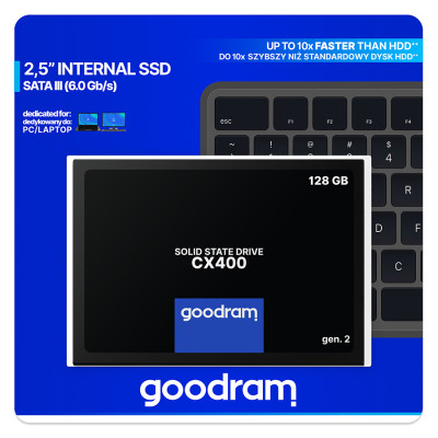 Накопичувач SSD 128GB Goodram CX400 Gen.2 2.5" SATAIII 3D TLC (SSDPR-CX400-128-G2) Накопичувач SSD 128GB Goodram CX400 Gen.2 2.5" SATAIII 3D TLC (SSDPR-CX400-128-G2)