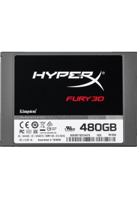 Накопичувач SSD  480GB Kingston HyperX Fury 3D 2.5" SATAIII 3D TLC (KC-S44480-6F)