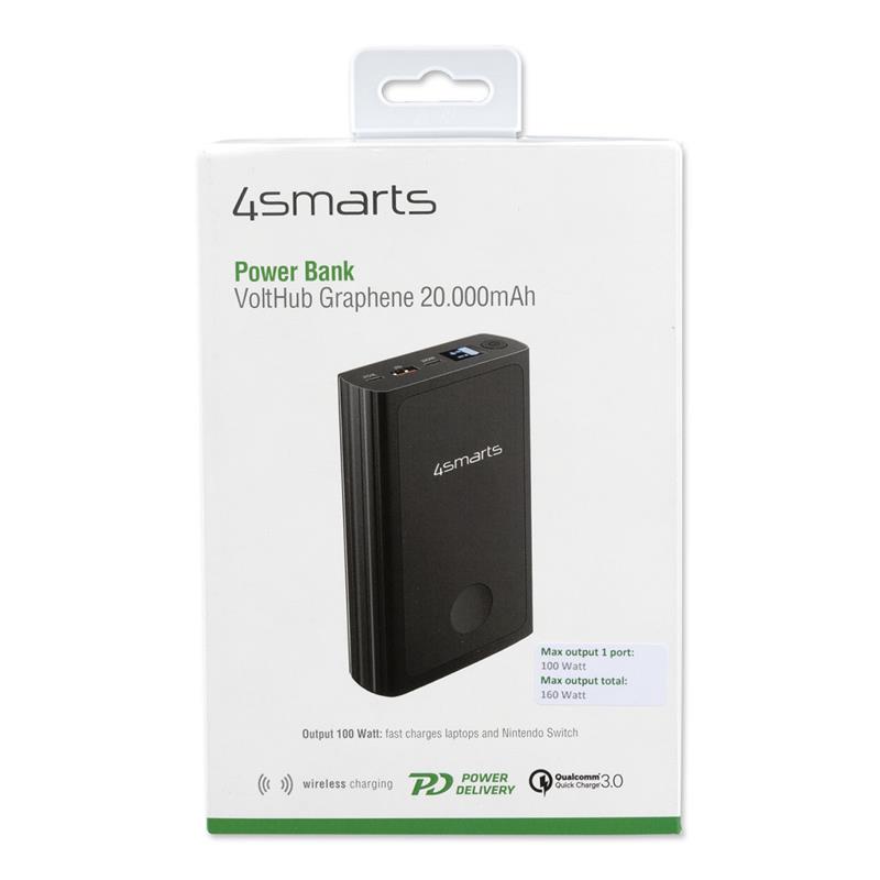 Универсальная мобильная батарея 4smarts VoltHub Graphene 20000mAh 160W QC, Wireless, Black