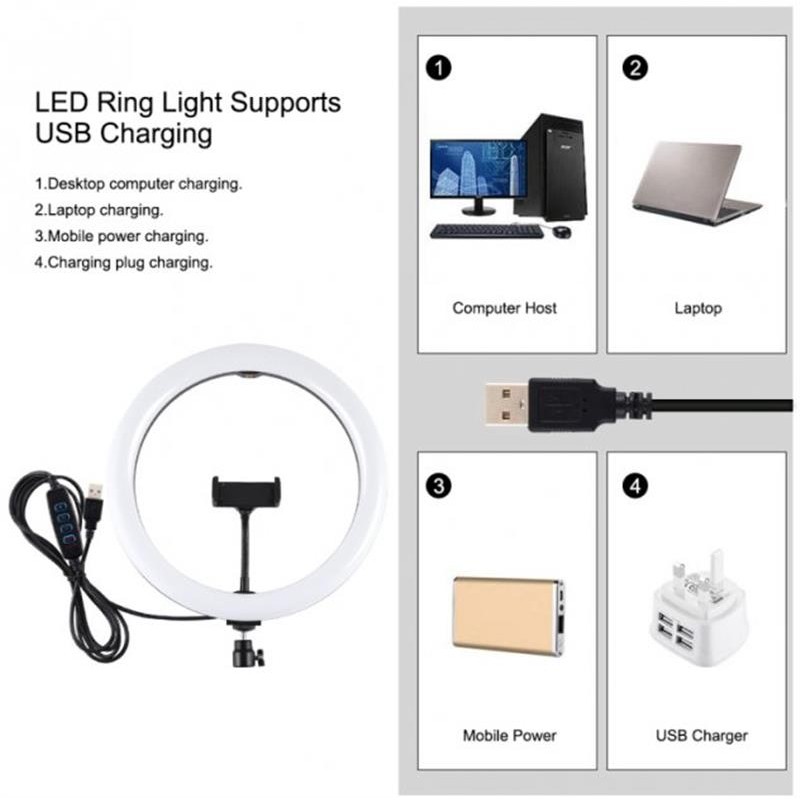 Кільцева USB LED лампа Puluz PKT3061B 11.8"+ штатив 1.65 м