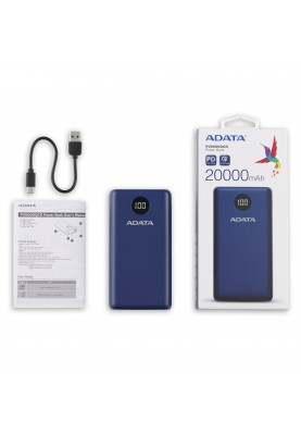 Універсальна мобільна батарея A-DATA P20000QCD 20000mAh Blue