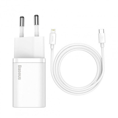 Мережевий зарядний пристрій Baseus Super Si Quick Charger (1USBx3A) White (TZCCSUP-B02) + кабель Lightning