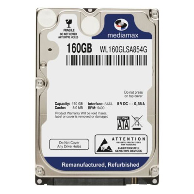 Накопичувач HDD SATA  160GB Mediamax 5400rpm 8MB (WL160GLSA854G) Refurbished