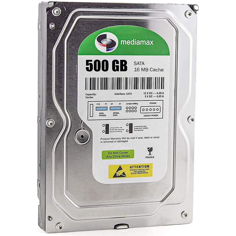 Накопитель HDD 3.5" SATA  500GB Mediamax 7200rpm 16MB (WL500GSA1672B) Refurbished