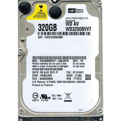 Накопичувач HDD 2.5" SATA  320GB WD 5400rpm 8MB (WD3200BVVT) Refurbished