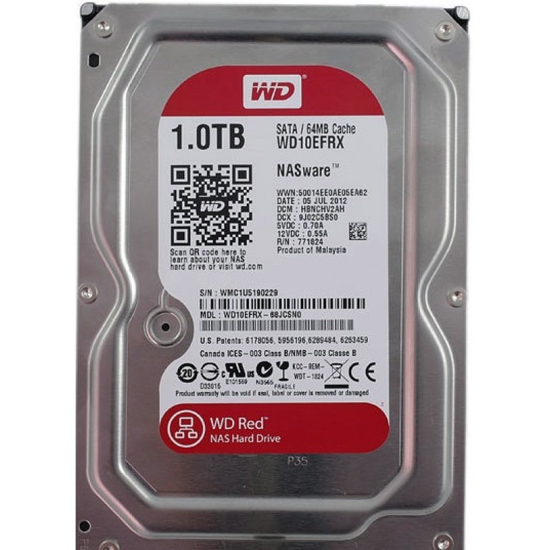 Накопичувач HDD SATA 1.0TB WD Red 5400rpm 64MB (WD10EFRX) Refurbished