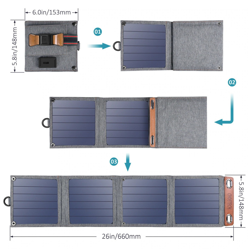 Сонячний зарядний пристрій Choetech 14W Foldable Solar charger Panel (SC004)