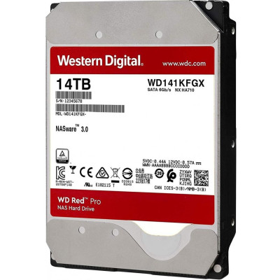 Накопичувач HDD SATA 14.0TB WD Red Pro NAS 7200rpm 512MB (WD141KFGX)