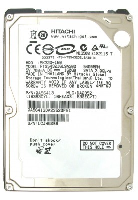 Накопичувач HDD 2.5" SATA 160GB Hitachi 5K320  8Mb 5400rpm (HTS543216L9A300) Refurbished
