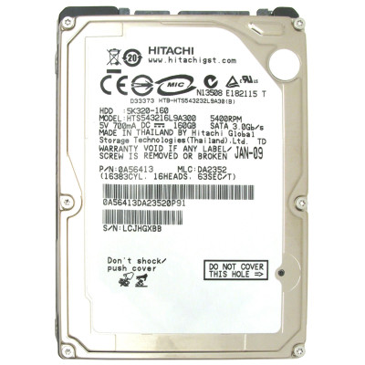 Накопичувач HDD 2.5" SATA 160GB Hitachi 5K320  8Mb 5400rpm (HTS543216L9A300) Refurbished