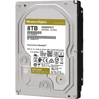 Накопичувач HDD SATA 8.0TB WD Gold 7200rpm 256MB (WD8004FRYZ)