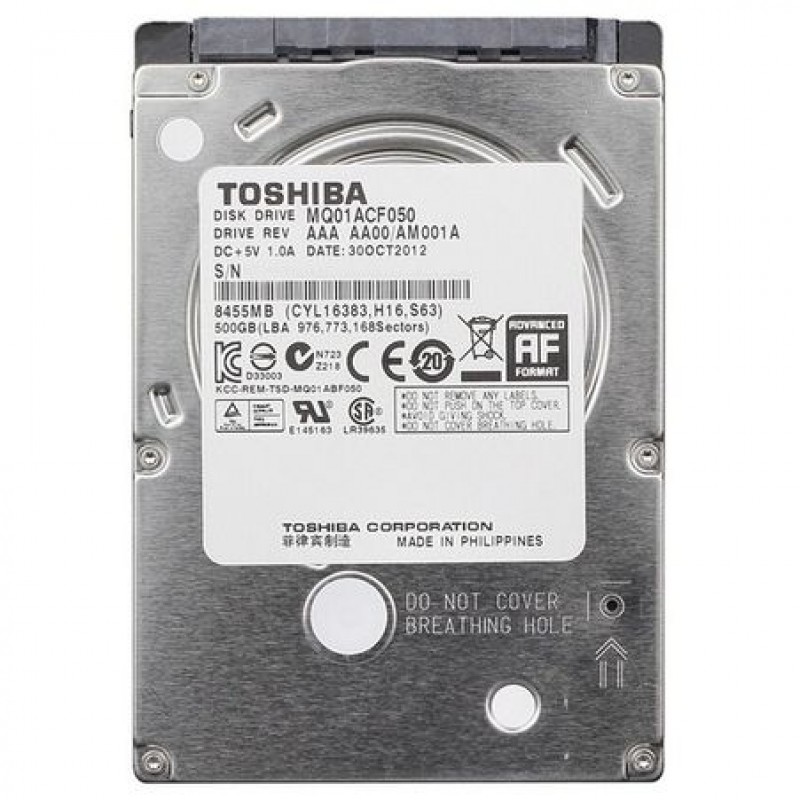 Накопитель HDD 2.5" SATA  500GB Toshiba 7200rpm 16MB (MQ01ACF050) Refurbished