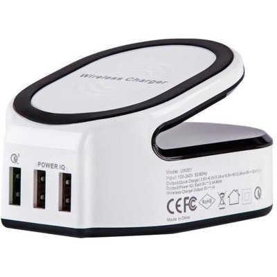 Бездротовий зарядний пристрій HeyFaraday Wireless Charger + 3xUSB White (HF-QIFD-WT)