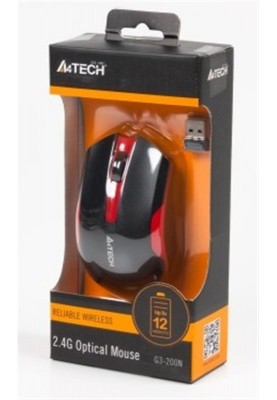 Мишка бездротова A4Tech G3-200N Black/Red USB V-Track