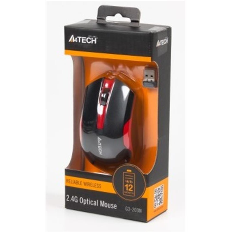 Мышь беспроводная A4Tech G3-200N Black/Red USB V-Track