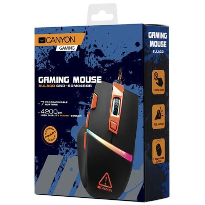 Мишка Canyon Sulaco CND-SGM04RGB Black/Orange USB