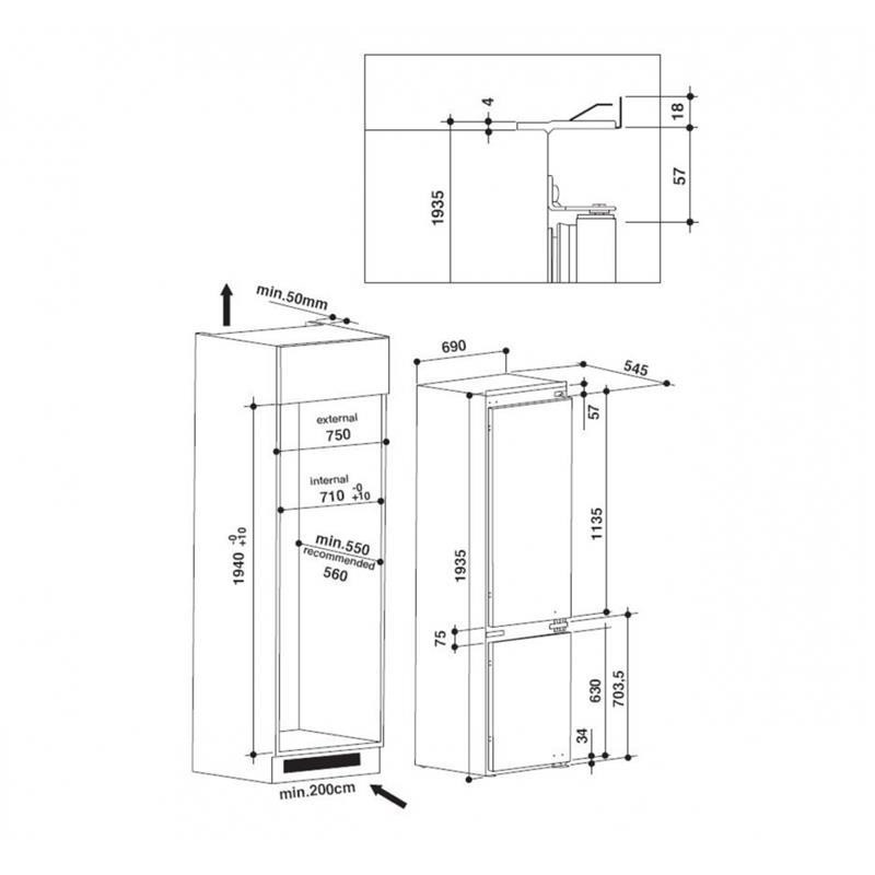 Встраиваемый холодильник Whirlpool SP40 801 EU