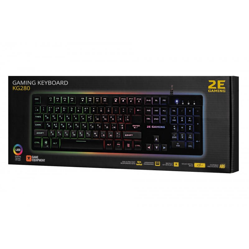 Клавіатура 2E Gaming KG280 LED Ukr Black (2E-KG280UB)