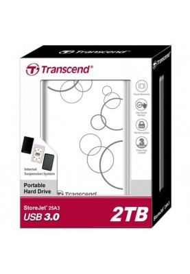 Зовнішній жорсткий диск 2.5" USB 2.0TB Transcend StoreJet (TS2TSJ25A3W)