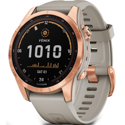 Смарт-годинник Garmin Fenix 7S Solar Rose Gold with Light Sand Band (010-02539-11)