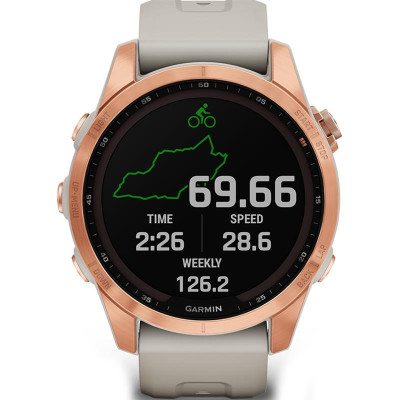 Смарт-годинник Garmin Fenix 7S Solar Rose Gold with Light Sand Band (010-02539-11)