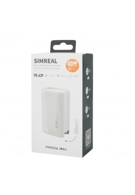 Зарядний пристрій Proda Xinrui A39 Quick Charger 65W USB, Type-C White