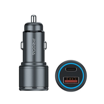 Автомобільний зарядний пристрій Proda Gerry 20W PD+QС3.0, TypeC 20W/3A + USB 18W/3A Black (PD-GR-С32-BK)