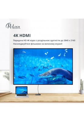 Док-станція ProLogix (PR-WUC-103B) 5 in 1 USB3.1 Type C to HDMI+2*USB3.0+USB C PD+Lan