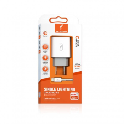 Мережевий зарядний пристрій SkyDolphin SC38T (USB TYPE-Cx2.4A) White (MZP-000182) + кабель Lightning Мережевий зарядний пристрій SkyDolphin SC38T (USB TYPE-Cx2.4A) White (MZP-000182) + кабель Lightning